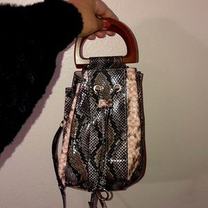 New Express Snakeskin Wooden Handle Crossbody